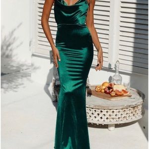 Emerald green satin gown! Perfect for any occasion